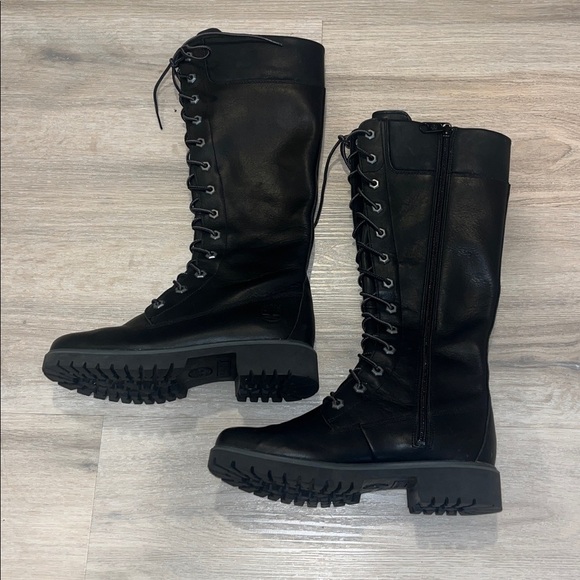 Timberland 8632A Black leather Women's Tall 14 inch Boots Side Zip size 6 NEW - Picture 7 of 11